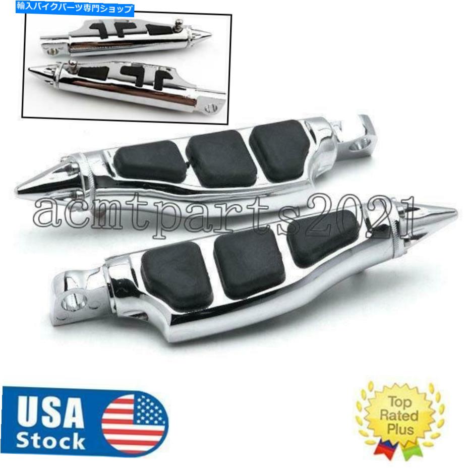 クロームパーツ ハーレーダイナワイドスーパーツアートリグライドのためのオートバイクロームスティレットフットペグ Motorcycle Chrome Stiletto Foot Pegs For Harley Dyna Wide Super Tour Tri Glide【並行輸入品】