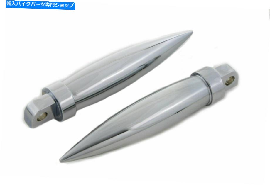 クロームパーツ Harley DavidsonがV-TwinによるChrome Long Torpedoスタイルのフットペッグセット Chrome Long Torpedo Style Footpeg Set for Harley Davidson by V-Twin【並行輸入品】