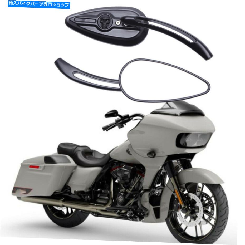 クロームパーツ Harley Davidson Cvo Street Glideのためのクロムティアドロップスカルオートバイミラー Chrome Teardrop Skull Motorcycle Mirrors For Harley Davidson CVO Street Glide US【並行輸入品】