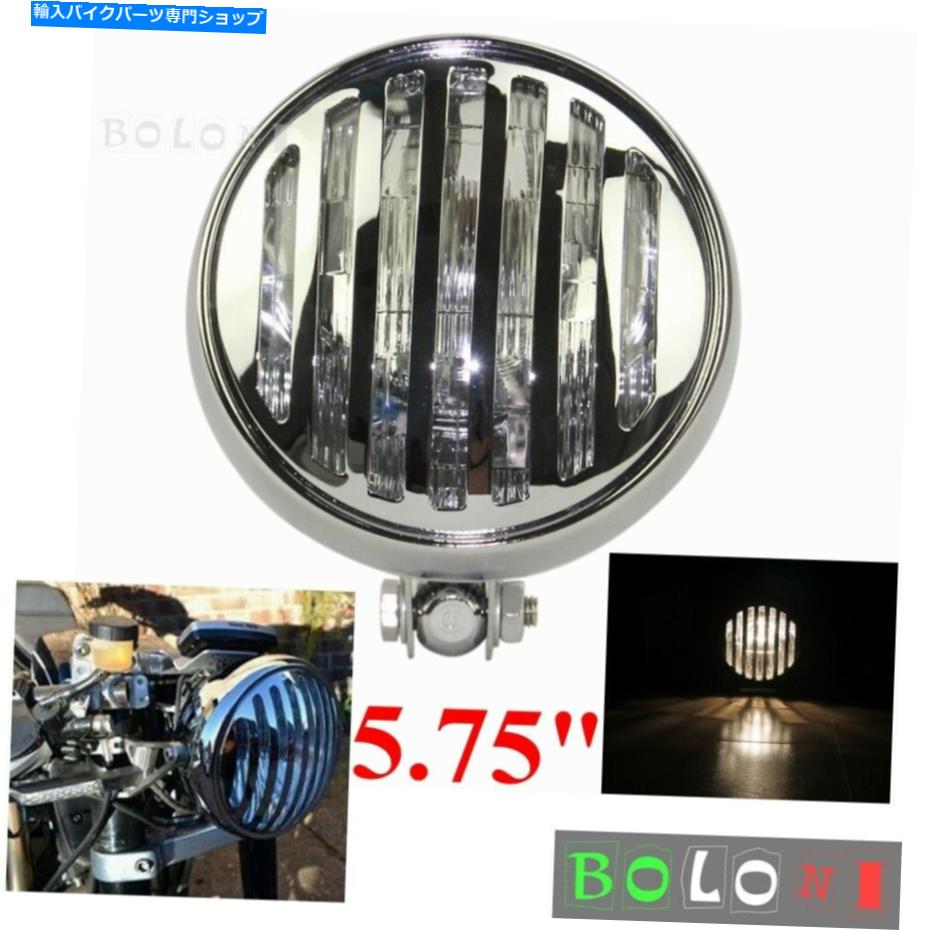 クロームパーツ Harley Bobber Touring Chopper用クローム5.75 "ラウンドフィングリルヘッドライトランプ Chrome 5.75" Round Finned Grill Headlight Lamp For Harley Bobber Touring Chopper【並行輸入品】｜Us Custom Parts Shop USDM