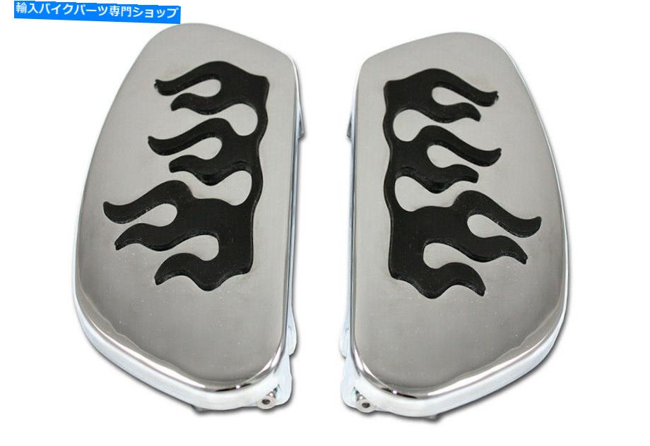 クロームパーツ ドライバーの足板セットフレームデザインとフレームデザインをフィットハーレー - ダビッドソン Driver Footboard Set Chrome with Flame Design fits Harley-Davidson【並行輸入品】