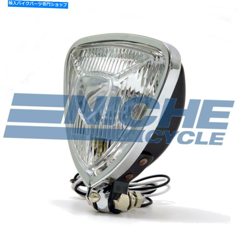 クロームパーツ トライアングルアリススタイルヘッドライトスポットライトブラックボトムマウントチョッパー三角形 Triangle Aris Style Headlight Spotlight Black Bottom Mount Chopper Triangular【並行輸入品】