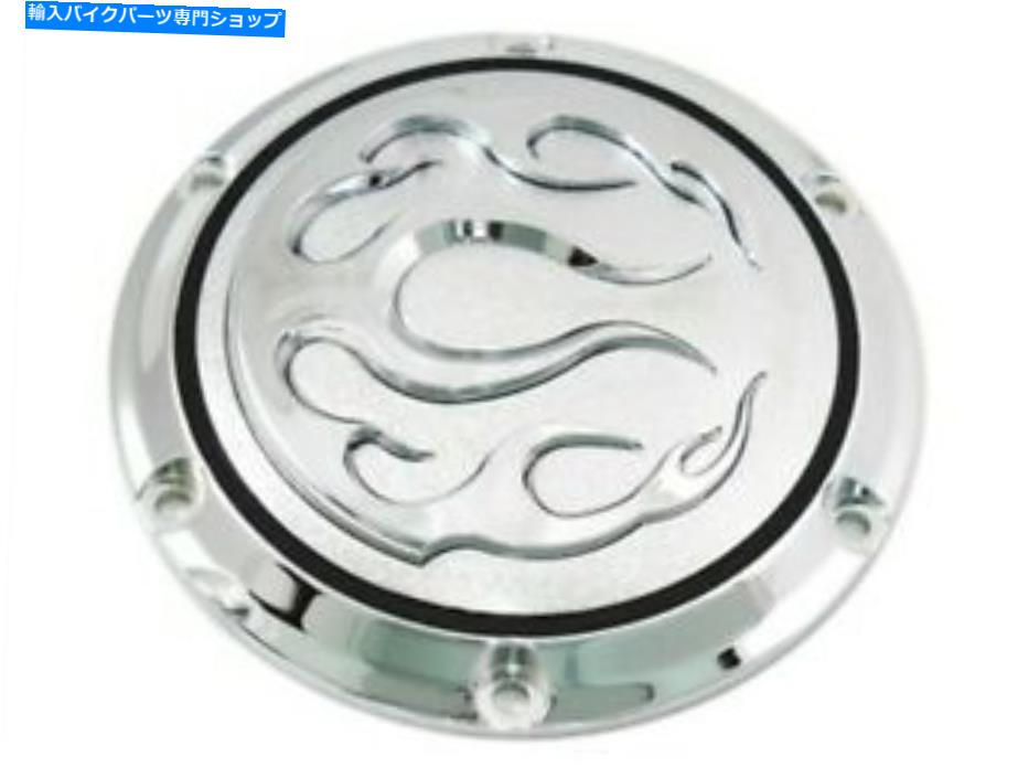クロームパーツ クローム＆ブラックフレームファイアダービーカバーハーレースポーツスターナイトスターカスタム04-18 Chrome & Black Flame Fire Derby Cover Harley Sportster Nightster Custom 04-18【並行輸入品】