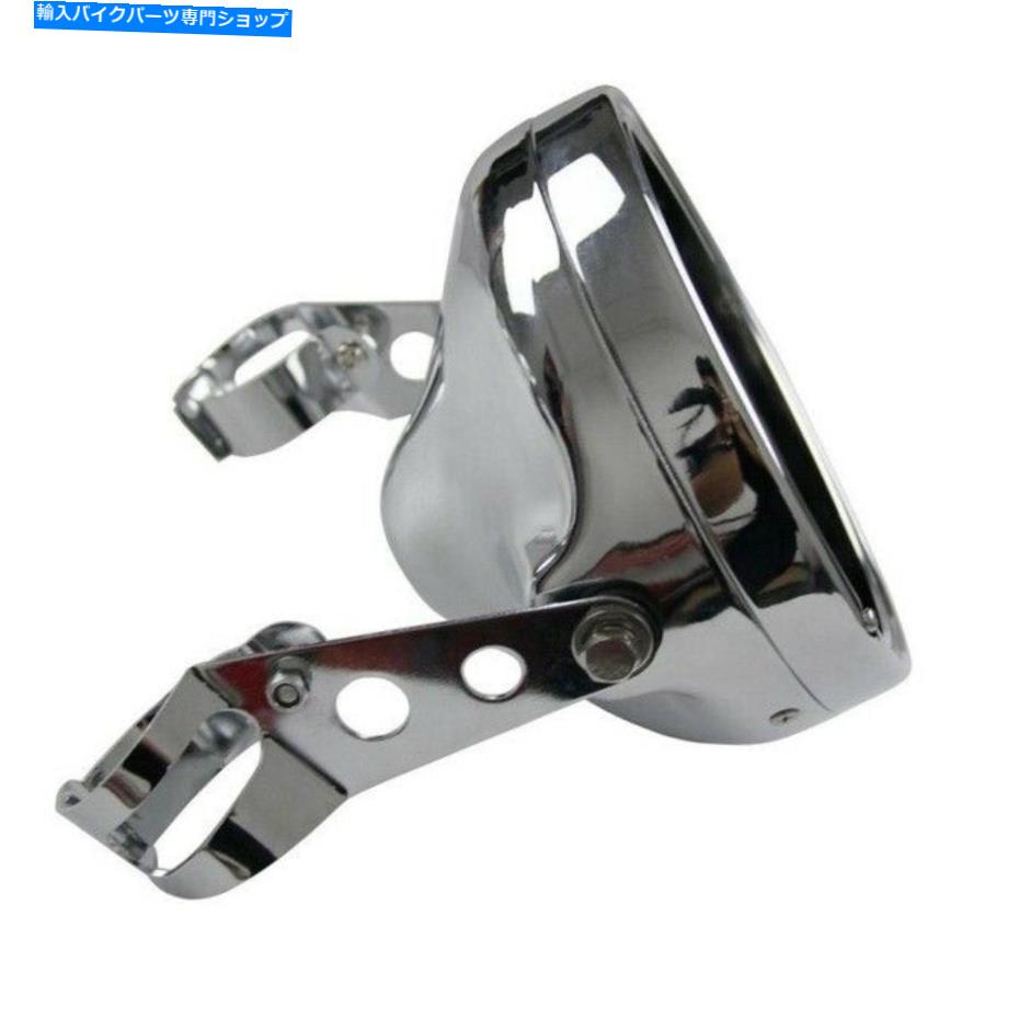 クロームパーツ ブラケット付きクロームオートバイ7インチLEDヘッドライトマウントハウジングバケット Chrome Motorcycle 7 Inch LED Headlight Mounting Housing Bucket with Bracket【並行輸入品】
