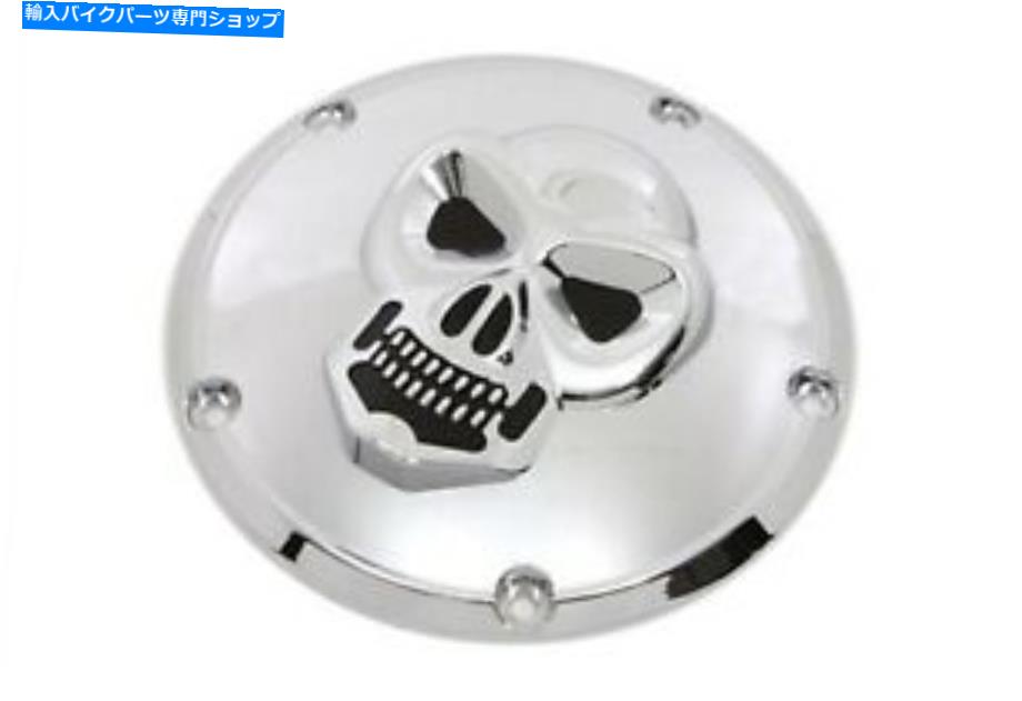 クロームパーツ Harley Twin Cam Dyna Suftail Touring 00-17用クロームブラックスカルダービーカバー Chrome Black Skull Derby Cover for Harley Twin Cam Dyna Softail Touring 00-17【並行輸入品】