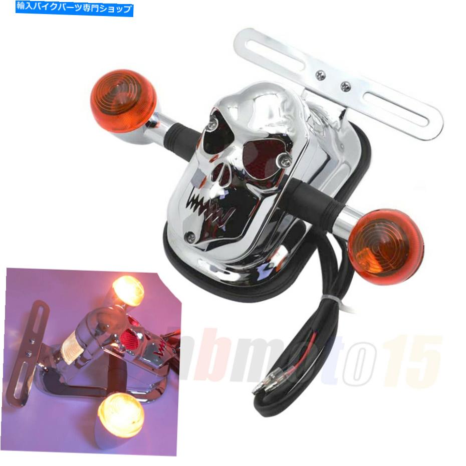 クロームパーツ クロムスカルレッドブレーキテールライトw /琥珀色の信号フィットフォットFender Chrome Skull RED Brake Tail Light w/ Amber Signals Fit Fender For Motorcycle【並行輸入品】