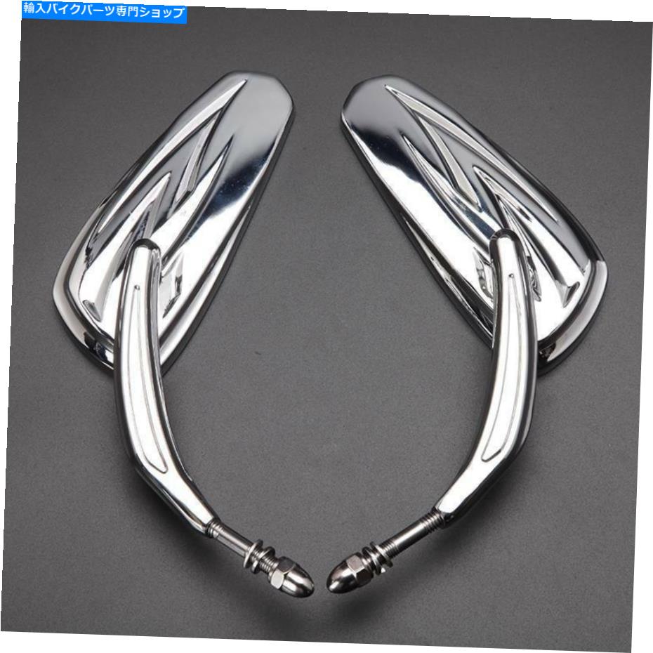 クロームパーツ ハーレーダイナソフトスポーツスターツーリングクルーザーのためのクロムオートバイサイドミラー Chrome Motorcycle Side Mirrors For Harley Dyna Softail Sportster Touring Cruiser【並行輸入品】