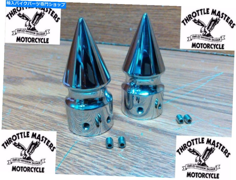 クロームパーツ クロムスパイクフロントアクスルカバーフィットハーレーソフトauuce 2001-2006 Chrome Spike Front Axle Covers fit Harley Softail Deuce 2001-2006【並行輸入品】
