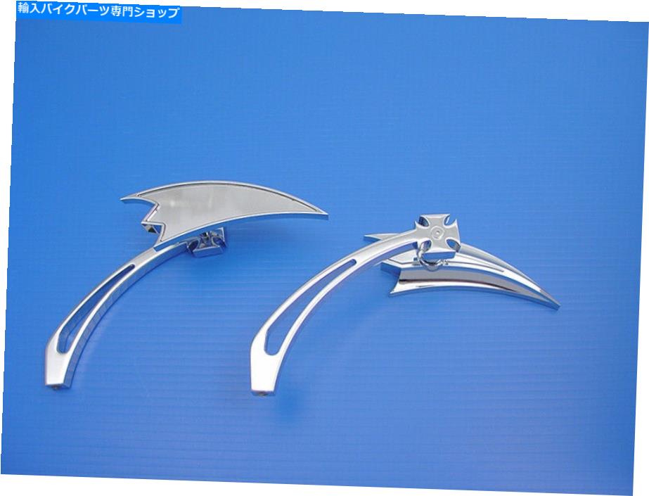 クロームパーツ Harley Davidson、B ... Chrome Crescent Mirror Set with Billet Cross Head Stems,for Harley Davidson,b...【並行輸入品】