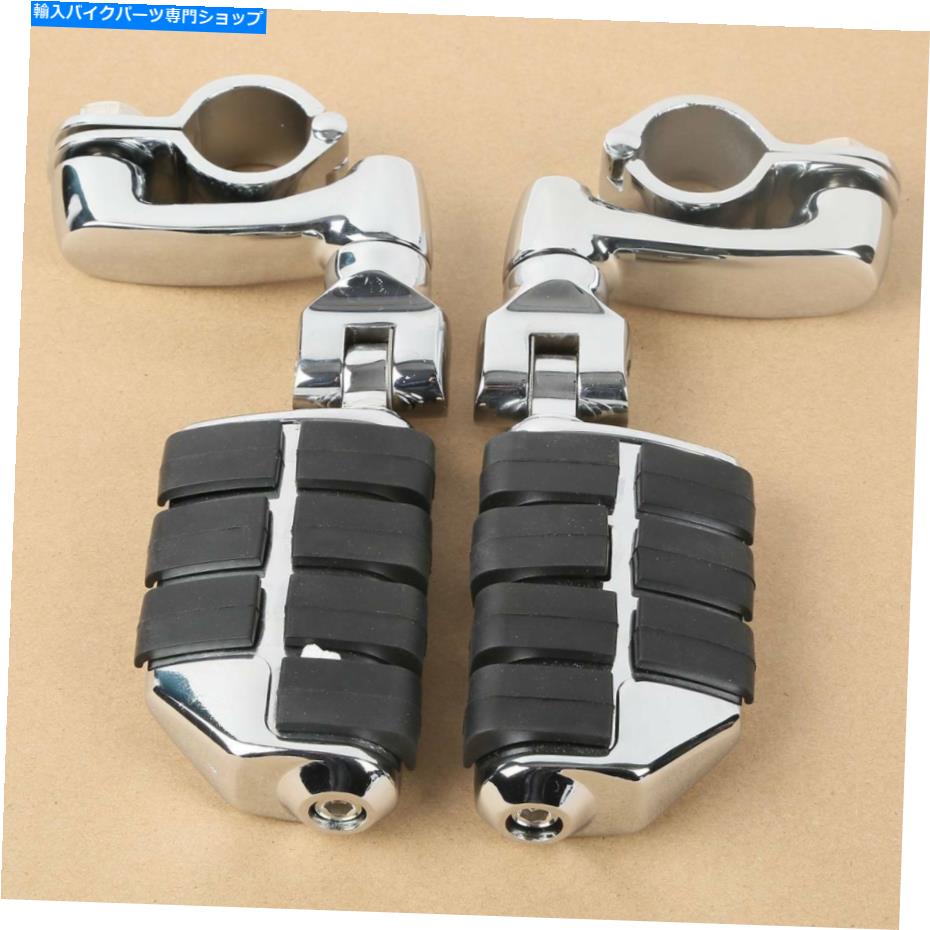 クロームパーツ 32mmクロームハイウェイエンジンガードリングのフットペグペグマウントフィットハーレー 32mm Chrome Highway Engine Guards Long Angled Footpeg Pegs Mount Fit For Harley【並行輸入品】