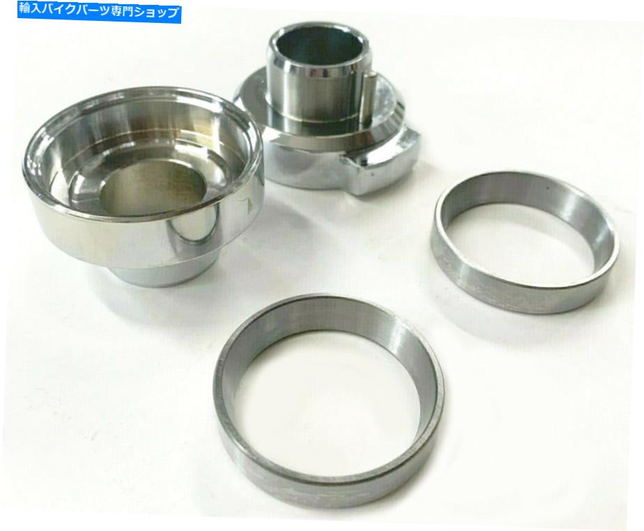 クロームパーツ Harley Davidsonのための外部統合フォークストップのクロムフォークネックカップキット Chrome Fork Neck Cup Kit With External Integrated Fork Stop For Harley Davidson【並行輸入品】