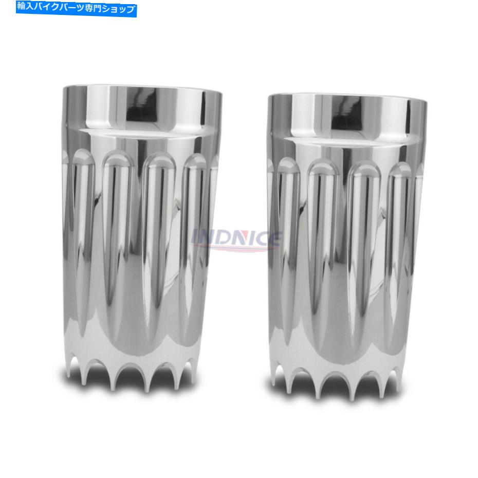 クロームパーツ Chrome Gear CNCカットフォークブーツBoos Belling Cow Bells Fltrソフト CHROME Gear CNC cut Fork Boots cans For Harley Touring cow bells FLTR softail【並行輸入品】