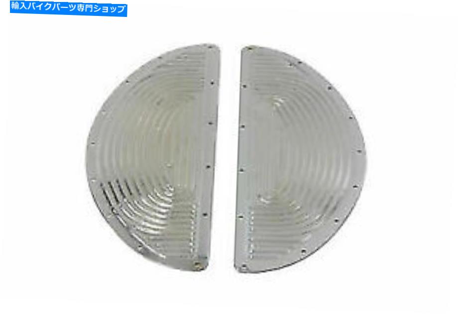 クロームパーツ v-twinによるハーレーダビッドソンのためのクロムハーフムーンフットボードマット Chrome Half Moon Footboard Mat Set for Harley Davidson by V-Twin【並行輸入品】