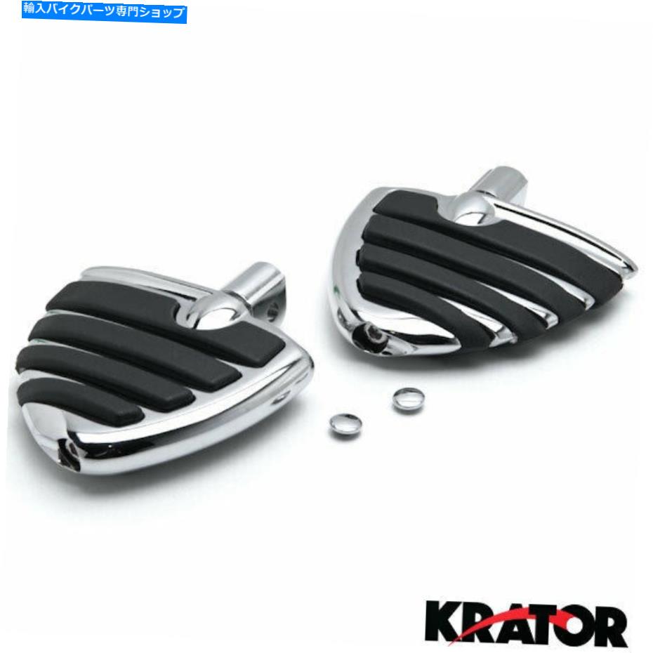 クロームパーツ ホンダゴールドウィングGL1800&F6B 2001-2013のためのクロームウィングフットペグが休む Chrome Wing Foot Pegs Rests For Honda Gold Wing GL1800 & F6B 2001-2013 Front【並行輸入品】
