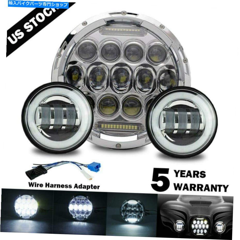 クロームパーツ 7 "ハーレーダビッドソンツーリングロードキング用7" LEDヘッドライト+ 2xpassingライト 7" LED Headlight+2xPassing Lights For Harley Davidson Touring Road King【並行輸入品】|Us Custom Parts Shop USDM