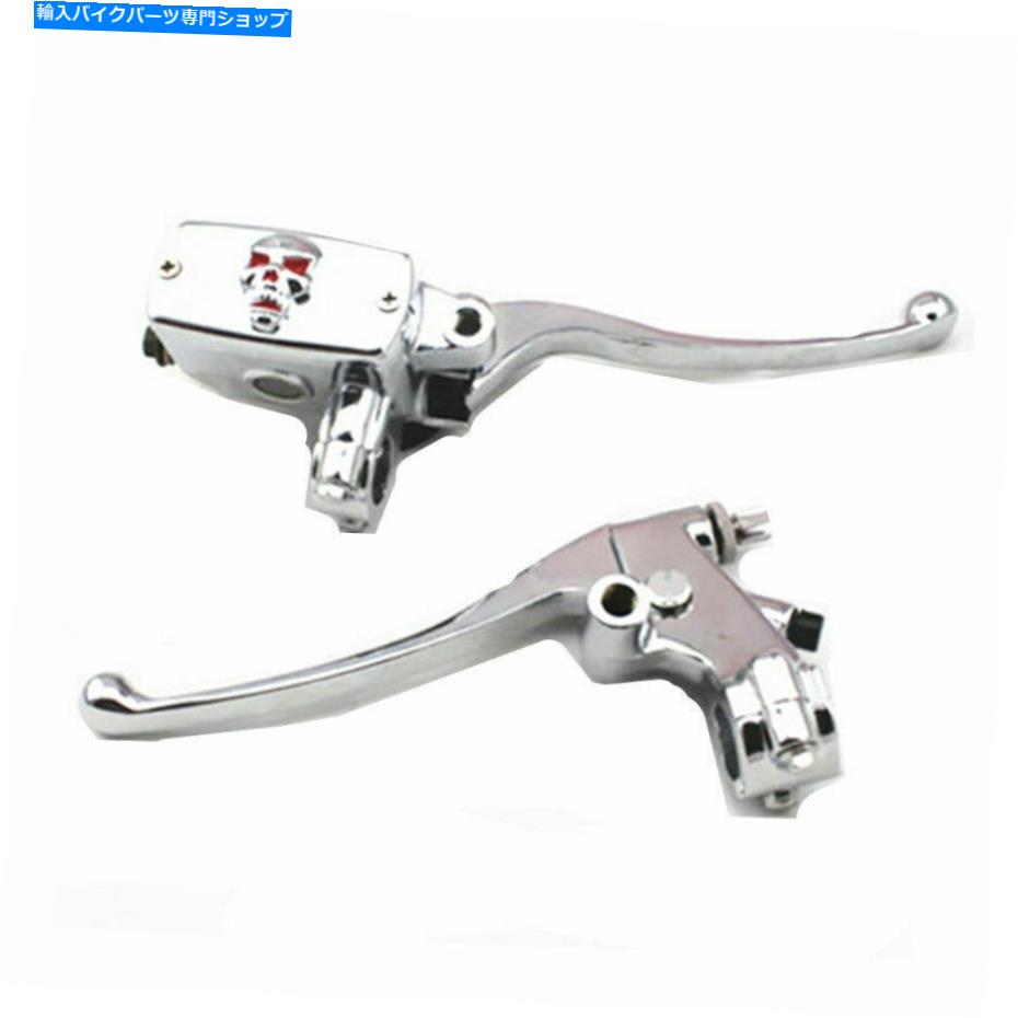 クロームパーツ Chrome 7/8 '' 22mm頭蓋骨ブレーキクラッチマスターシリンダー左右貯水池レバー Chrome 7/8'' 22MM Skull Brake Clutch Master Cylinder Left Right Reservoir Levers【並行輸入品】