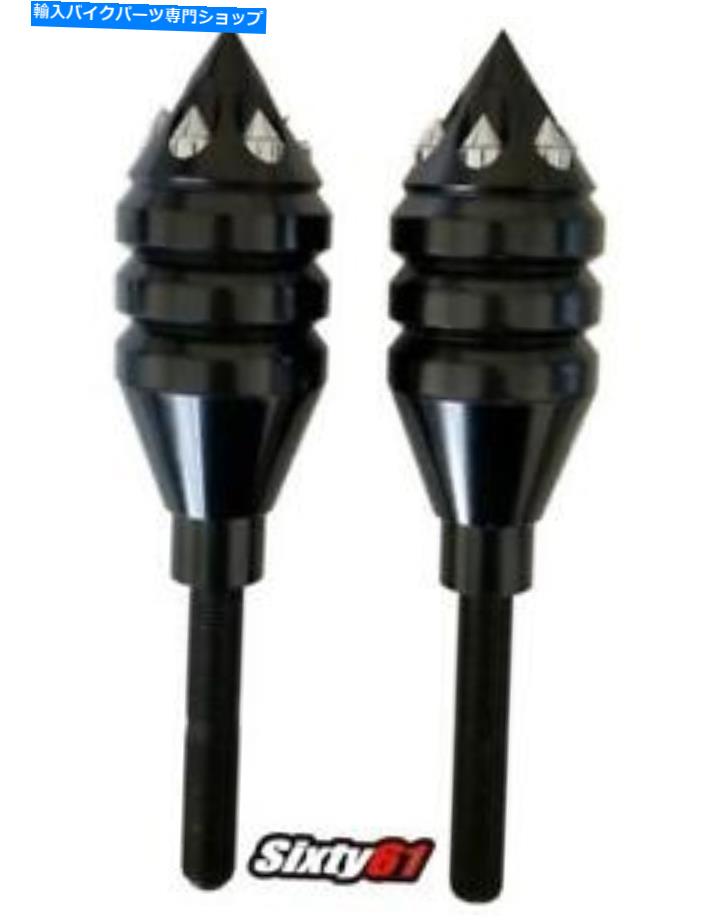 クロームパーツ ホンダCBR1000RRブラックとクロムスパイクスパイクフレームスライダーとマウントキット Honda CBR1000RR Black and Chrome Spike Spiked Frame Sliders and Mounting Kit【並行輸入品】