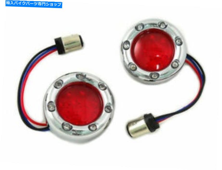 クロームパーツ Harley Davidson for Harley DavidsonがV-Twinによるレッドレンズ付きクロムLEDターン信号ベゼル Chrome LED Turn Signal Bezel with Red Lens for Harley Davidson by V-Twin【並行輸入品】