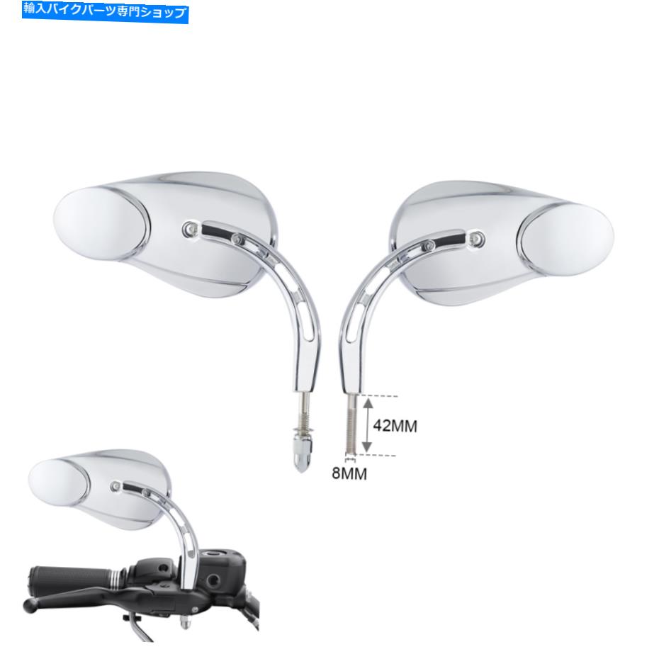 クロームパーツ Harley Suftail Deluxe Flstn 2005-2016のためのChrome 8mmバックサイドミラーフィット Chrome 8mm Rearview Side Mirror Fit For Harley Softail Deluxe FLSTN 2005-2016【並行輸入品】