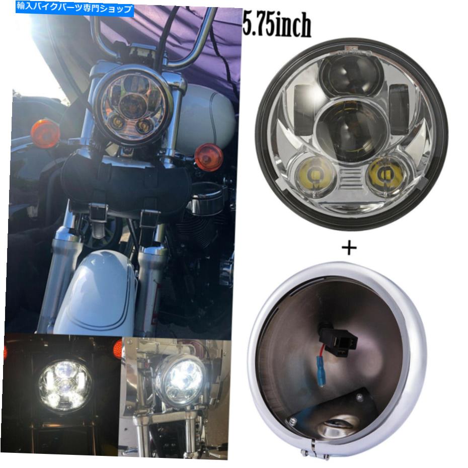 クロームパーツ Chromeオートバイ5.75インチ5-3 / 4インチLEDヘッドライト+ハーレーのマウントブラケット Chrome Motorcycle 5.75 Inch 5-3/4\