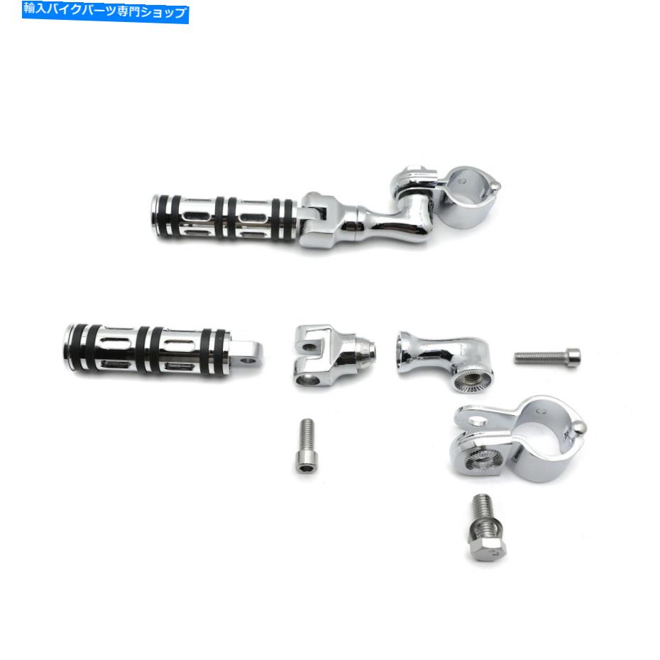 クロームパーツ 1.25 "ハーレーツーリングスポーツスターのためのクロムフットペグの休憩短い茎ブラケット 1.25" Chrome Foot Peg Rest Short Stem Bracket For Harley Touring Sportster【並行輸入品】|Us Custom Parts Shop USDM