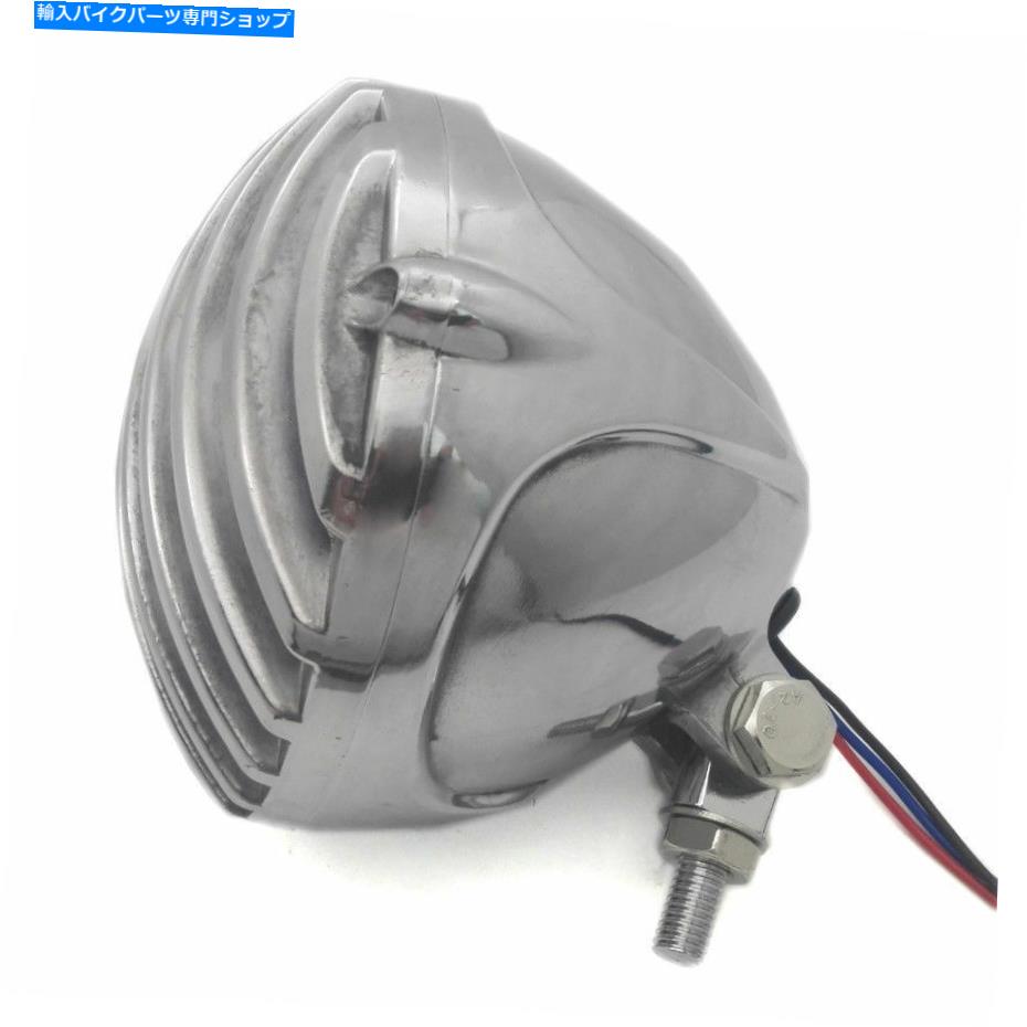 クロームパーツ クロムポリッシュスカラップフィンスヘッドライトグリルFハーレーボベルチョッパーカスタム Chrome Polished Scalloped Finned Headlight Grill F Harley Bobber Chopper Custom【並行輸入品】