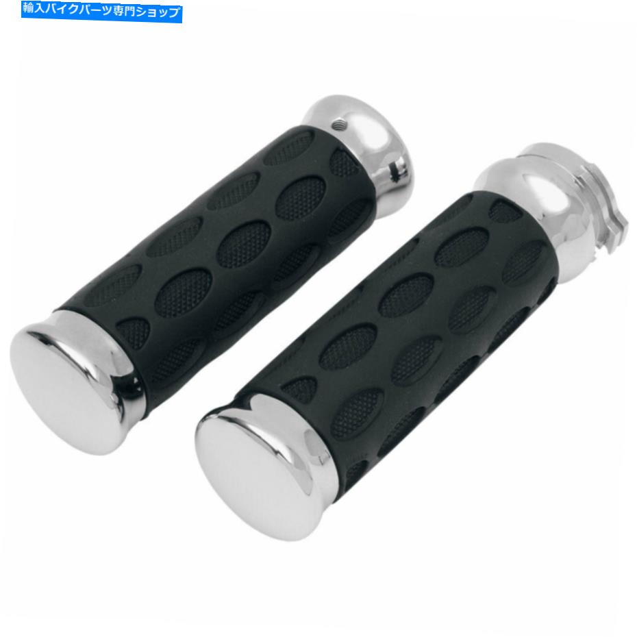 クロームパーツ 1982-2017ハーレーデュアルケーブルのカスタムクロムゴムグリップをドラッグ Drag Specialties Custom Chrome Rubber Grips for 1982-2017 Harley Dual-Cable【並行輸入品】