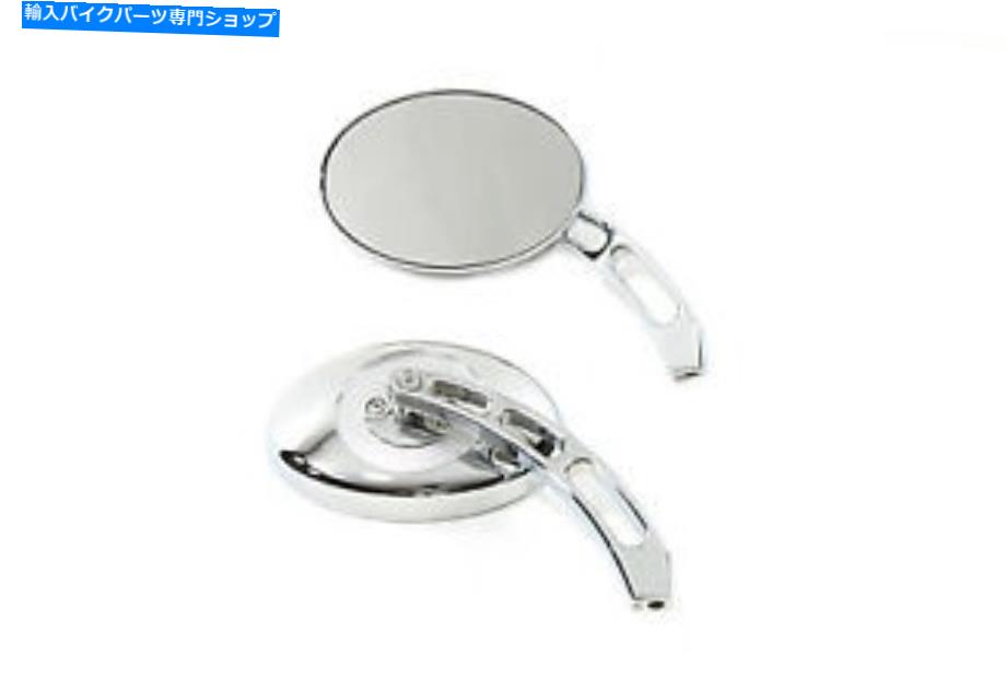 クロームパーツ V-Twinによるハーレーダビッドソンのためのビレット3スロットステムクロムのオーバルミラーセット Oval Mirror Set with Billet 3 Slot Stem Chrome for Harley Davidson by V-Twin【並行輸入品】