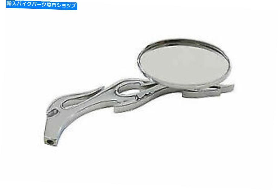クロームパーツ V-Twinによるハーレーダビッドソンのためのビレット炎の茎とクローム楕円形のミラー Chrome Oval Mirror with Billet Flame Stem for Harley Davidson by V-Twin【並行輸入品】