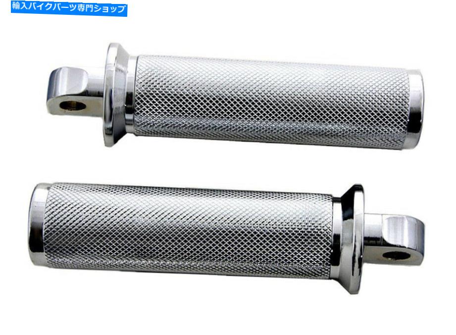 クロームパーツ ハーレーボベルチョッパーのためのオールドスクールクロームフランジ刻んだ足元セット1ペア OLD SCHOOL CHROME FLANGE KNURLED FOOTPEG SET FOR HARLEY BOBBER CHOPPER 1-PAIR【並行輸入品】