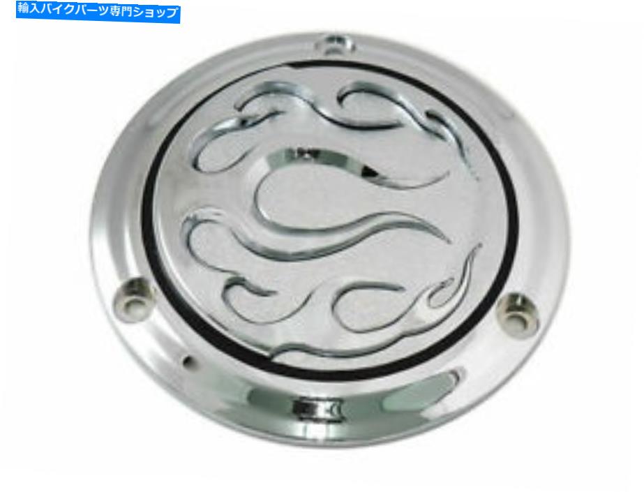 クロームパーツ V-Twinによるハーレーダビッドソンのためのクロム3ホールフレームダービーカバー Chrome 3-Hole Flame Derby Cover for Harley Davidson by V-Twin【並行輸入品】