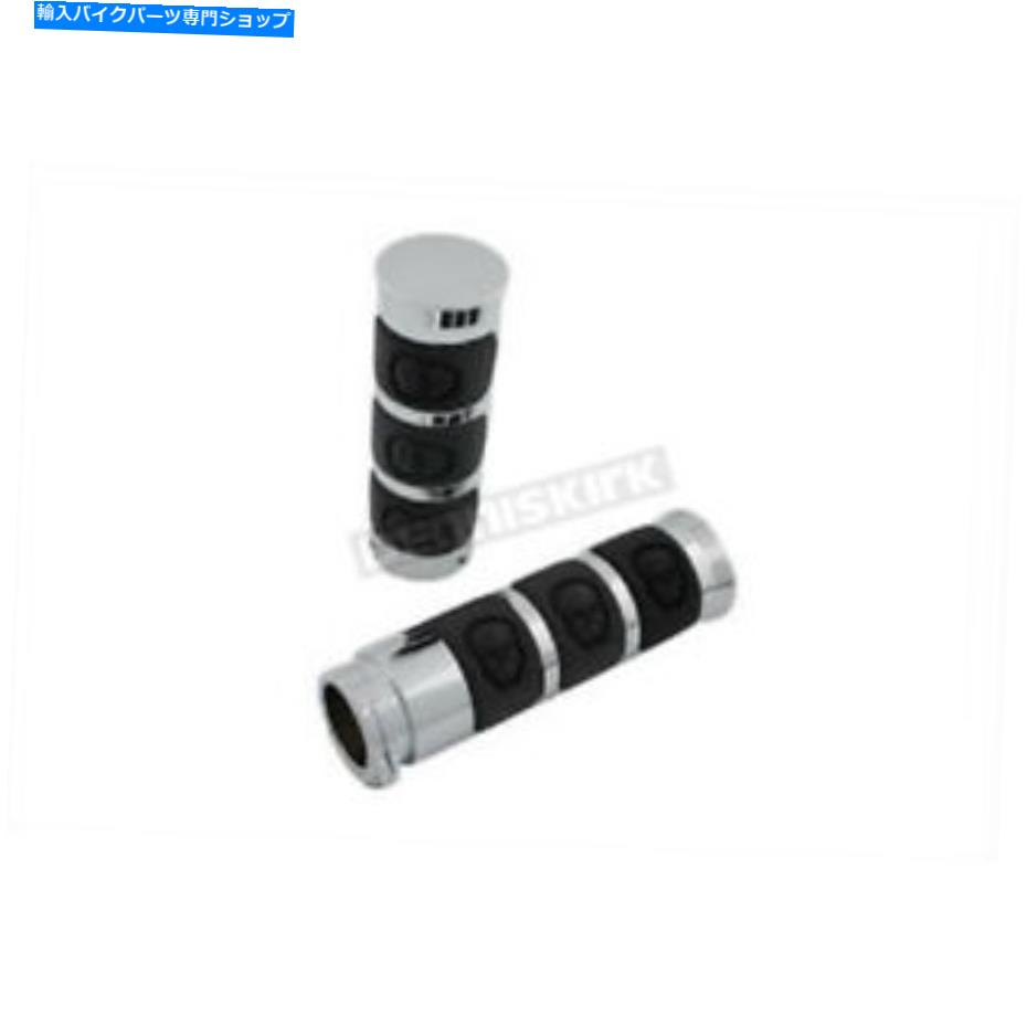 クロームパーツ Vツイン製造クロームバンドスタイルスカルグリップ - 28-1506 V-Twin Manufacturing Chrome Band Style Skull Grips - 28-1506【並行輸入品】