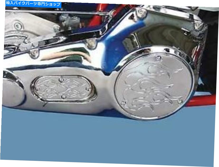 クロームパーツ Harley Davidson 1970-98 V-Tの炎ダービーと楕円形の検査セット＃42-0817 Flame Derby and Oval Inspection Set for Harley Davidson 1970-98 V-T# 42-0817【並行輸入品】