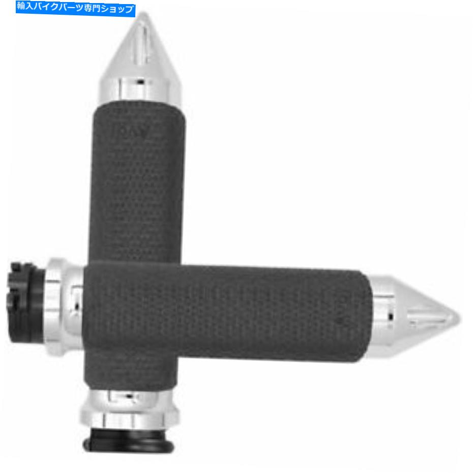クロームパーツ エイボン小メモリフォームグリップクロームケーブルスロットル84-17のクロムスパイクキャップ Avon Small Memory Foam Grips Chrome Spiked Cap for Harley Cable Throttle 84-17【並行輸入品】