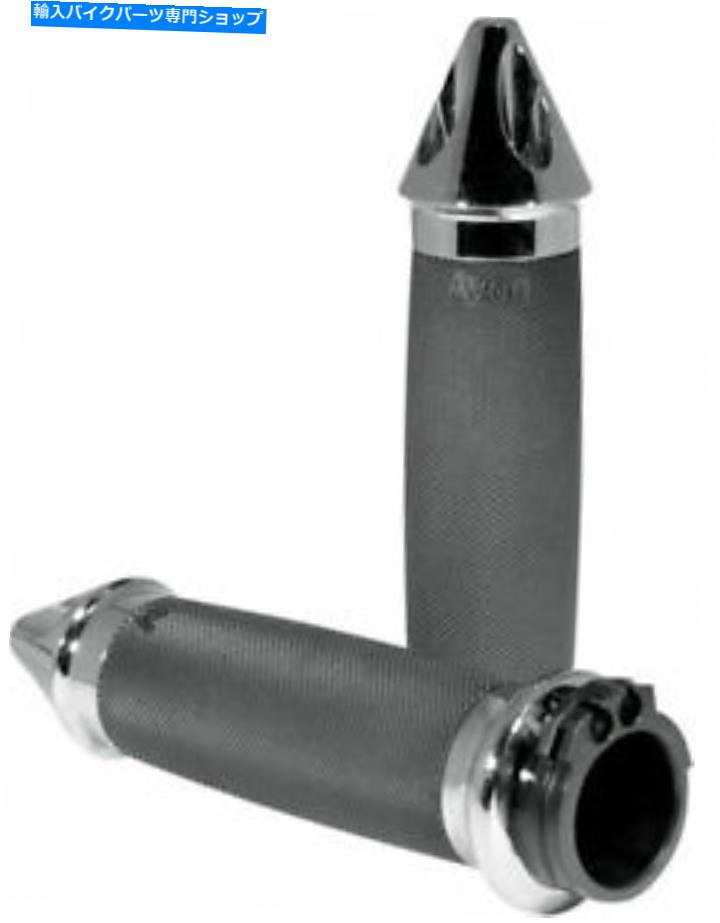 クロームパーツ H-Dオートバイのためのエイボンカスタム輪郭グリップw /ケーブルスロットル（スパイククローム） AVON Custom Contour Grips for H-D Motorcycles w/Cable Throttle (SPIKE Chrome)【並行輸入品】