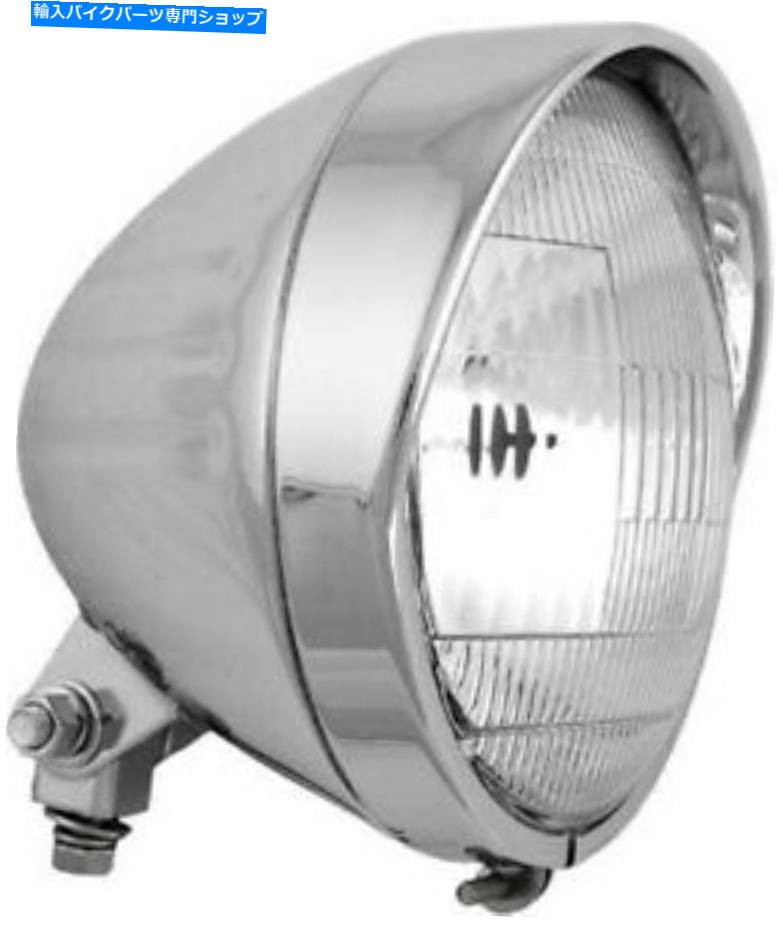 クロームパーツ ハードドライブ5 3/4in。クロム溝付きヘッドライト - 12V 60 / 55W H4電球20-0335D HardDrive 5 3/4in. Chrome Grooved Headlight - 12v 60/55w H4 bulb 20-0335D【並行輸入品】