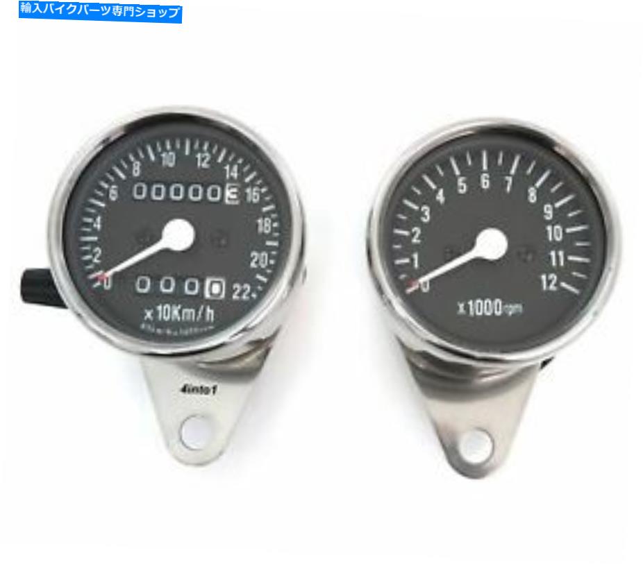 クロームパーツ KMHミニスピードメーター2240：60＆タコメータ1：7 - クロム＆ブラック KMH Mini Speedometer 2240:60 & Tachometer 1:7 - Chrome & Black【並行輸入品】