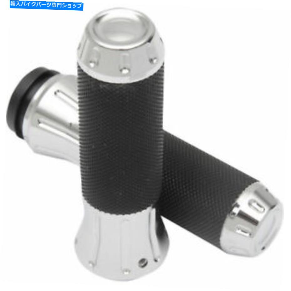 クロームパーツ ハーレーケーブルスロットルのためのゴム覆われたクロムハンドグリップをドラッグ Drag Specialties Rubber-Covered Chrome Hand Grips for Harley Cable Throttle【並行輸入品】