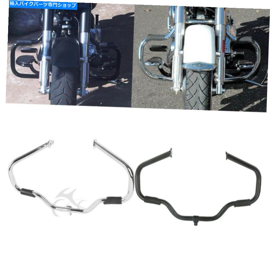 クロームパーツ 口ひげエンジンクラッシュガードバーフィットハーレーロードキングFLHR 09-21クローム/ブラック Mustache Engine Crash Guard Bar Fit For Harley Road King FLHR 09-21 Chrome/Black【並行輸入品】