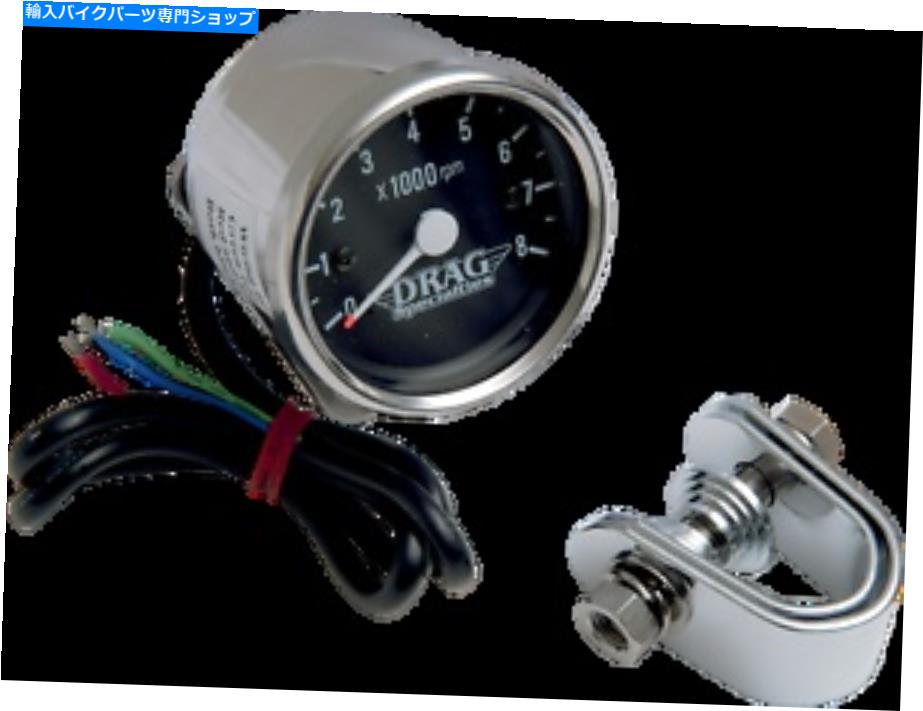 クロームパーツ ドラッグスペシャリー8000 RPMクローム電子タコメータTachブラックフェイスハーレー Drag Specialties 8000 rpm Chrome Electronic Tachometer Tach Black Face Harley【並行輸入品】