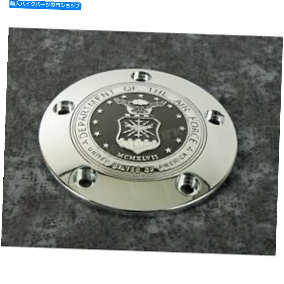 クロームパーツ カスタム彫刻LTD。 Chrome空軍シールタイミングカバー - AIRF21-04 Custom Engraving LTD. Chrome Air Force Seal Timing Cover - AIRF21-04【並行輸入品】