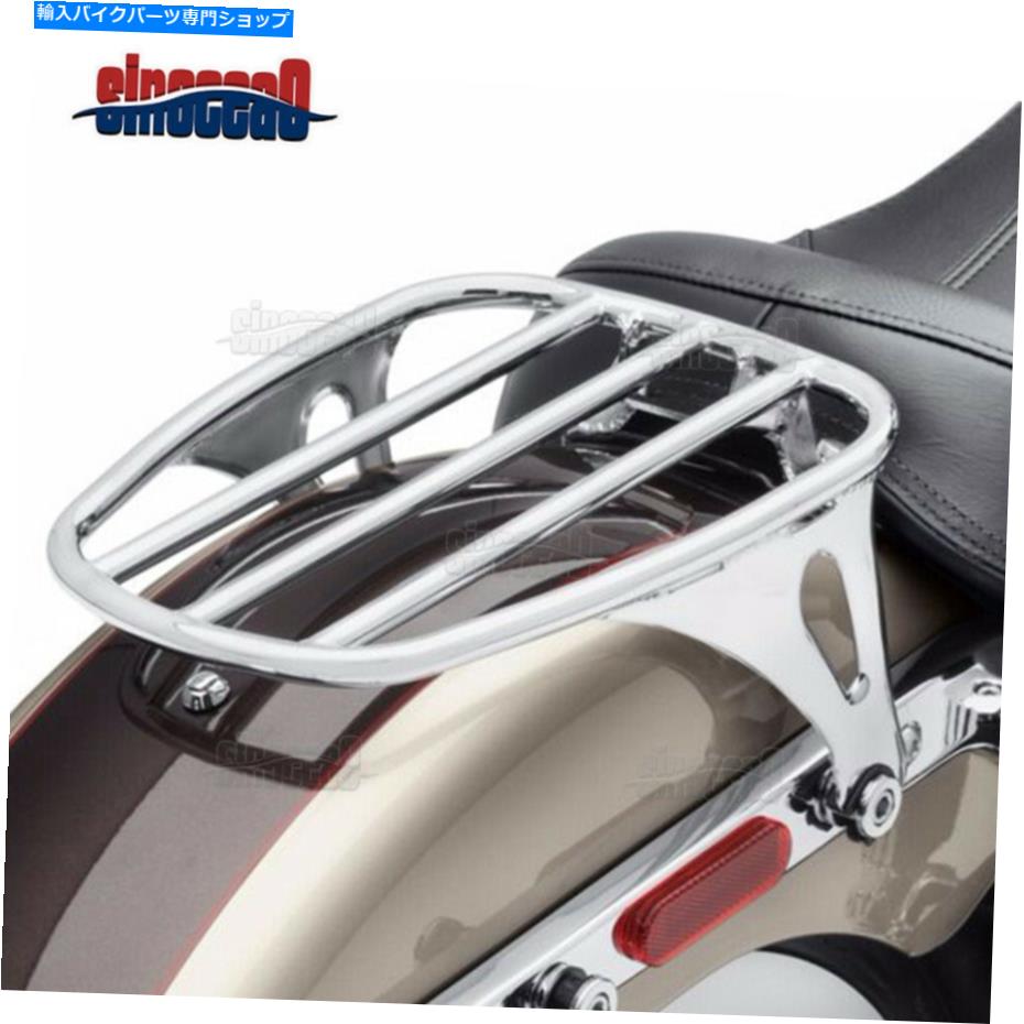 クロームパーツ Harley Suftail Deluxe Heritage 18-21のための黒いクロムソロの座席の荷物バッグの棚 Black Chrome Solo Seat Luggage Bag Rack For Harley Softail Deluxe Heritage 18-21【並行輸入品】