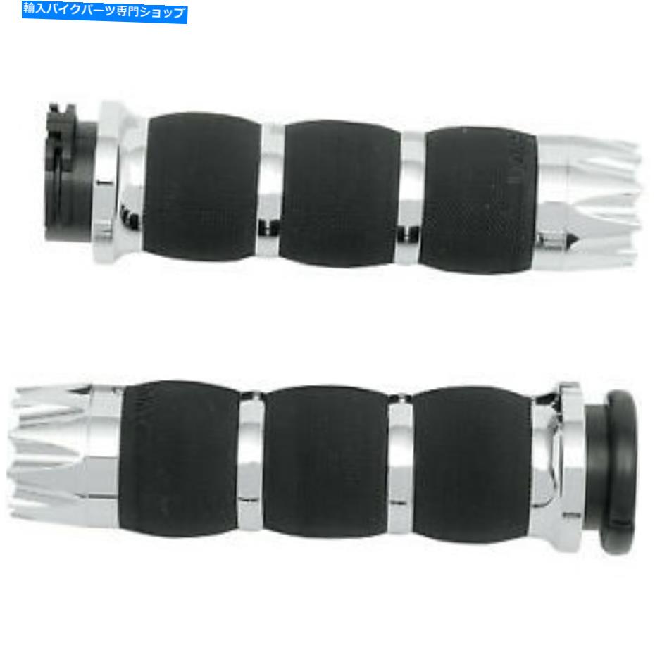 クロームパーツ RC Excalibur Chrome Airクッショングリップのハーレーデュアルケーブルモデル1984-2014 RC Excalibur Chrome Air Cushioned Grips For Harley Dual Cable Models 1984-2014【並行輸入品】