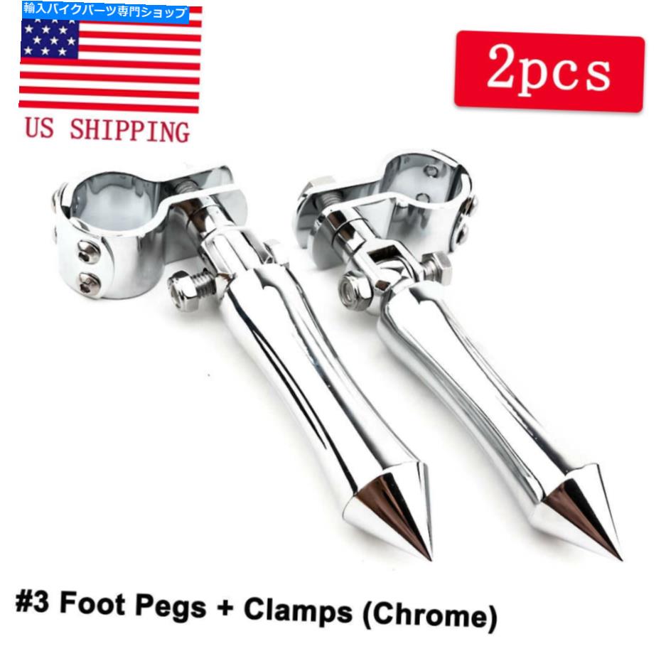 クロームパーツ Chrome Spike FootpegsクラッシュバークランプMount for Harley Suspail Dyna Touring US Chrome Spike Footpegs Crash Bar Clamps Mount For Harley Softail Dyna Touring US【並行輸入品】
