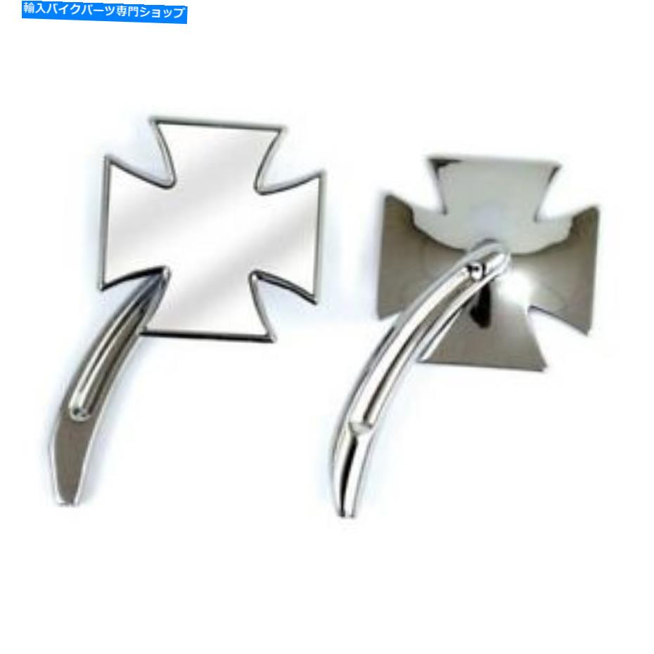 クロームパーツ 1ペアミラーマルタクロス、クロム、ハーレーダビッドソン 1 Pair Mirror Maltese Cross, Chrome, for Harley Davidson【並行輸入品】