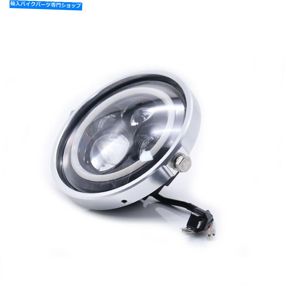 クロームパーツ Harleyのためのクローム7インチのエンジェルアイオートバイのラウンドLEDヘッドライトDRLヘッドランプ Chrome 7 Inch Angel Eye Motorcycle Round LED Head Light DRL Head Lamp For Harley【並行輸入品】