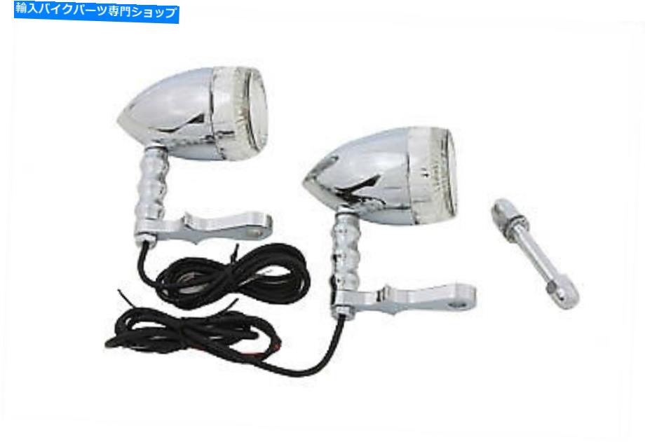 クロームパーツ ターン信号W /ヘッドランプマウントチョッパーDYNA SOFTAIL TOURING BULLET AMBER LED Turn Signals w/ Headlamp Mount Chopper Dyna Softail Touring Bullet Amber LED【並行輸入品】