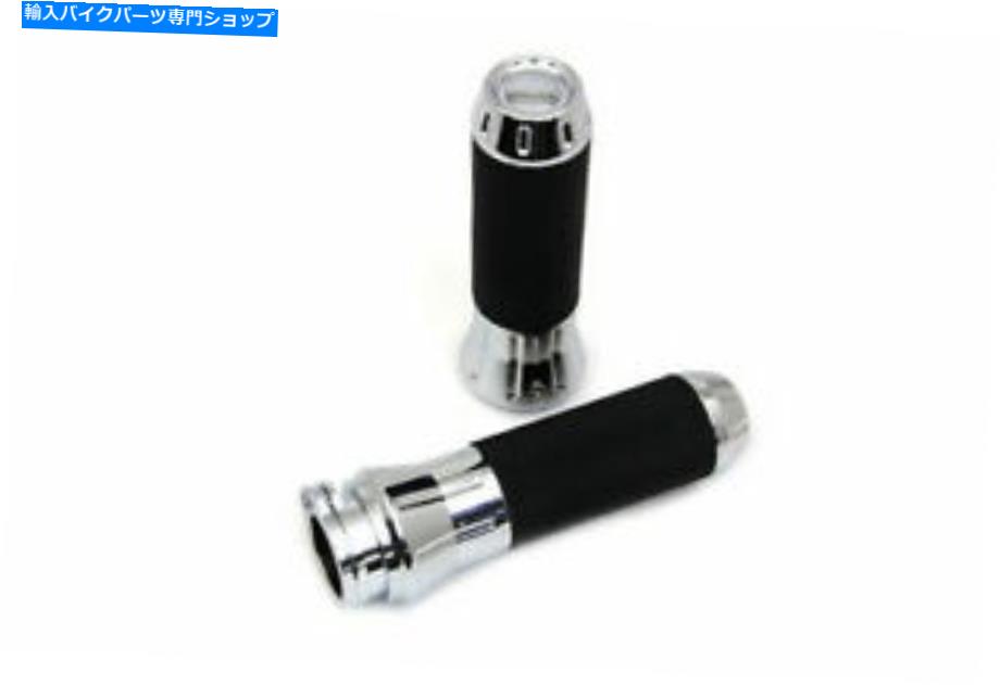 クロームパーツ V-Twinによるハーレーダビッドソンのためのクロムエンドキャップを持つ黒いグリップセット Black Grip Set with Chrome End Caps for Harley Davidson by V-Twin【並行輸入品】