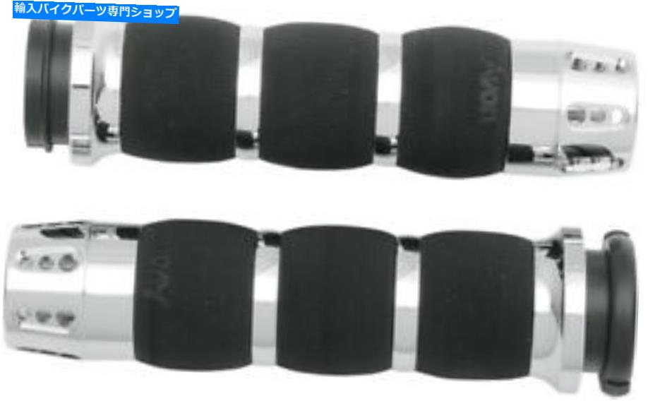クロームパーツ H-Dオートバイのためのエイボンエアクッショングリップフライバイワイヤースロットル（Gatlin Chrome） AVON Air Cushion Grips for H-D Motorcycles Fly-By-Wire Throttle (GATLIN Chrome)【並行輸入品】