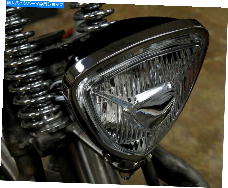 クロームパーツ 三角スポットヘッドライトクロム＆ブラックバックハーレー凱旋門XS650ボバーチョッパー TRIANGLE SPOT HEAD LIGHT CHROME & BLACK BACK HARLEY TRIUMPH XS650 BOBBER CHOPPER【並行輸入品】